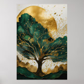 Poster Aquarelle Abstraite peinture de paysage Gold II (Devant)