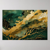 Poster Aquarelle Abstraite peinture de paysage Gold II (Devant)