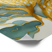 Poster Aquarelle Abstraite peinture de paysage or 1:1 (Coin)