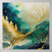 Poster Aquarelle Abstraite peinture de paysage or 1:1 (Devant)