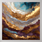 Poster Aquarelle Abstraite peinture de paysage or 1:1 (Devant)