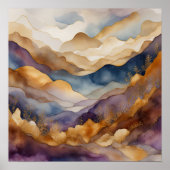 Poster Aquarelle Abstraite peinture de paysage or 1:1 (Devant)