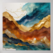 Poster Aquarelle Abstraite peinture de paysage or 1:1 (Devant)