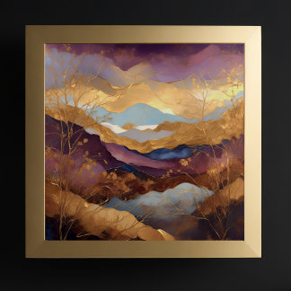 Poster Aquarelle Abstraite peinture de paysage or 1:1