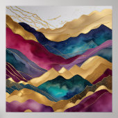 Poster Aquarelle Abstraite peinture de paysage or 1:1 (Devant)