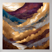 Poster Aquarelle Abstraite peinture de paysage or 1:1 (Devant)