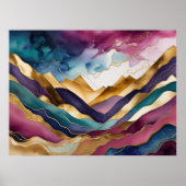 Poster Aquarelle Abstraite peinture de paysage or 4:3 (Devant)