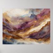 Poster Aquarelle Abstraite peinture de paysage or 4:3 (Devant)