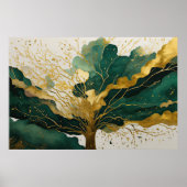 Poster Aquarelle Abstraite peinture de paysage Or IV (Devant)