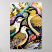Poster Aquarelle Abstraite Peinture des oiseaux 2:3 (Devant)