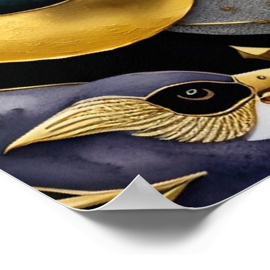 Poster Aquarelle Abstraite Peinture des oiseaux 5:4 (Coin)