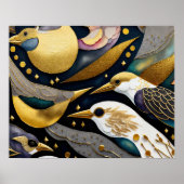 Poster Aquarelle Abstraite Peinture des oiseaux 5:4 (Devant)