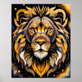 Poster Aquarelle Abstraite Peinture d'un lion 5:4 (Devant)