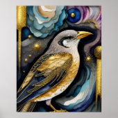 Poster Aquarelle Abstraite Peinture d'un oiseau 5:4 (Devant)