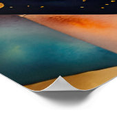 Poster Aquarelle Abstraite peinture géométrique Or 4:3 (Coin)