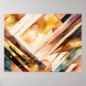 Poster Aquarelle Abstraite peinture géométrique Or 4:3 (Devant)