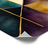 Poster Aquarelle Abstraite peinture géométrique Or 4:5 (Coin)