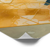 Poster Aquarelle Abstraite peinture géométrique Or 5:4 (Coin)