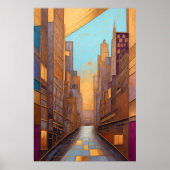 Poster Aquarelle Abstraite Peinture Gold Cityscape 3:2 (Devant)