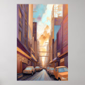 Poster Aquarelle Abstraite Peinture Gold Cityscape 3:2 (Devant)