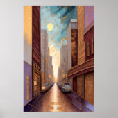 Poster Aquarelle Abstraite Peinture Gold Cityscape 3:2 (Devant)