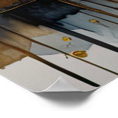 Poster Aquarelle Abstraite Peinture Gold Cityscape 4:3 (Coin)