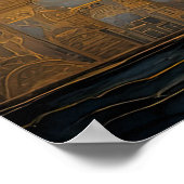 Poster Aquarelle Abstraite Peinture Gold Cityscape 4:3 (Coin)