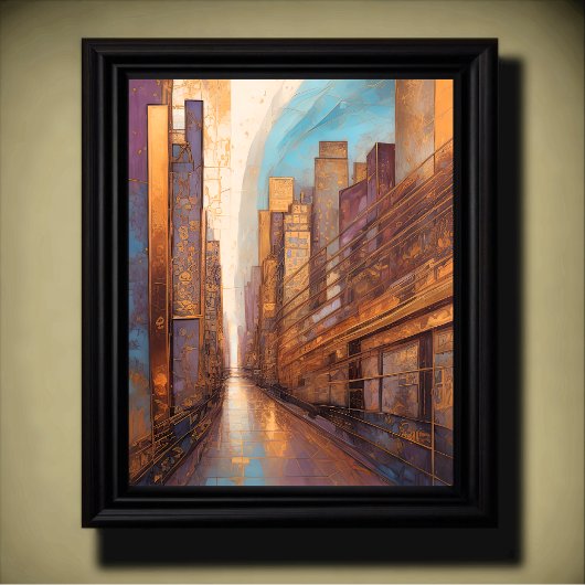 Poster Aquarelle Abstraite Peinture Gold Cityscape 4:5