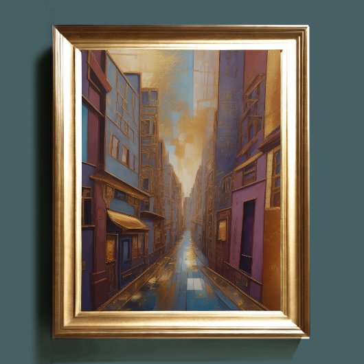 Poster Aquarelle Abstraite Peinture Gold Cityscape 4:5