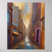 Poster Aquarelle Abstraite Peinture Gold Cityscape 4:5 (Devant)