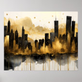 Poster Aquarelle Abstraite Peinture Gold Cityscape 5:4 (Devant)