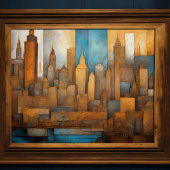 Poster Aquarelle Abstraite Peinture Gold Cityscape 5:4