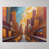 Poster Aquarelle Abstraite Peinture Gold Cityscape 5:4 (Devant)