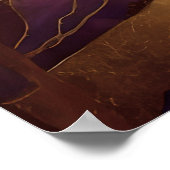 Poster Aquarelle Abstraite Peinture Paysage Or 2:3 (Coin)