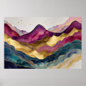 Poster Aquarelle Abstraite Peinture Paysage Or 3:2 (Devant)