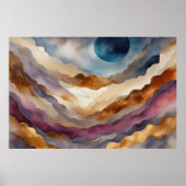 Poster Aquarelle Abstraite Peinture Paysage Or 3:2 (Devant)