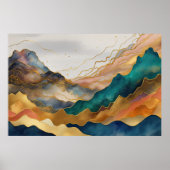 Poster Aquarelle Abstraite Peinture Paysage Or 3:2 (Devant)