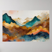 Poster Aquarelle Abstraite Peinture Paysage Or 3:2 (Devant)