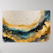 Poster Aquarelle Abstraite Peinture Paysage Or 3:2 (Devant)