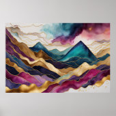 Poster Aquarelle Abstraite Peinture Paysage Or 3:2 (Devant)