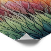 Poster Aquarelle Abstraite Peinture Paysage Or 3:2 (Coin)