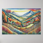 Poster Aquarelle Abstraite Peinture Paysage Or 3:2 (Devant)