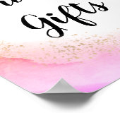 Poster Aquarelle Abstraite Pinceau rose et or (Coin)