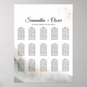 Poster Aquarelle Abstraite Pinceau vert et or (Devant)