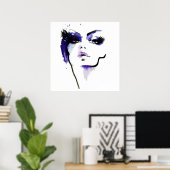 Poster Aquarelle Abstraite violet femme maquillage marque (Bureau à domicile)