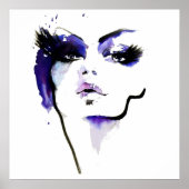 Poster Aquarelle Abstraite violet femme maquillage marque (Devant)