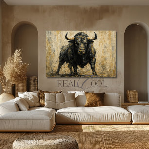 Poster Aquarelle acrylique Black Bull espagnole Imprimer