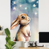 Poster Aquarelle adorable lapin lapin (Bureau à domicile)