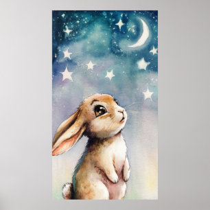 Poster Aquarelle adorable lapin lapin