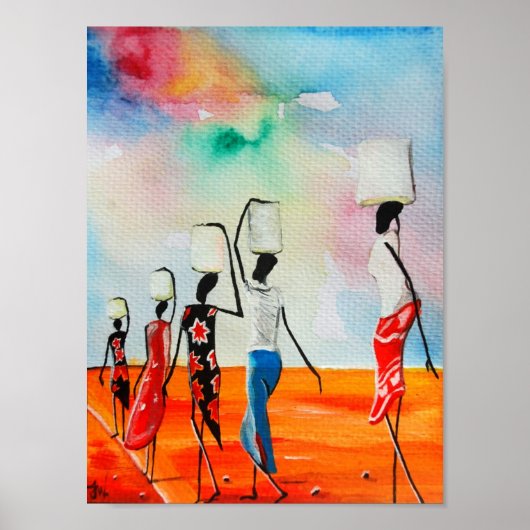 Poster Aquarelle africaine peinture Premium Canvas Gloss (Devant)